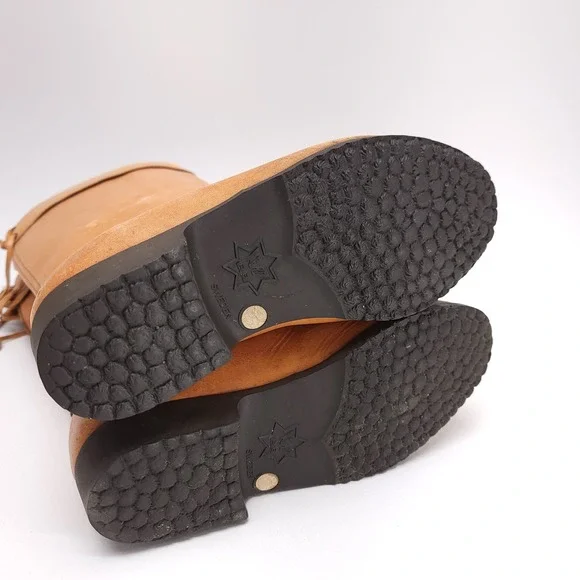 Vintage Kero Reindeer Hide Beak Boots Womens 7 Tan Leather Sweden - Picture 8 of 11